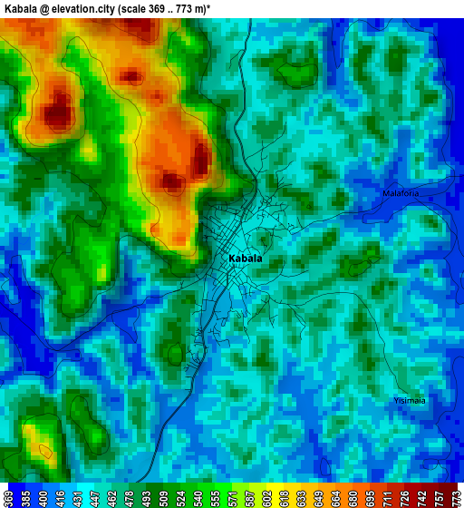 Kabala elevation map