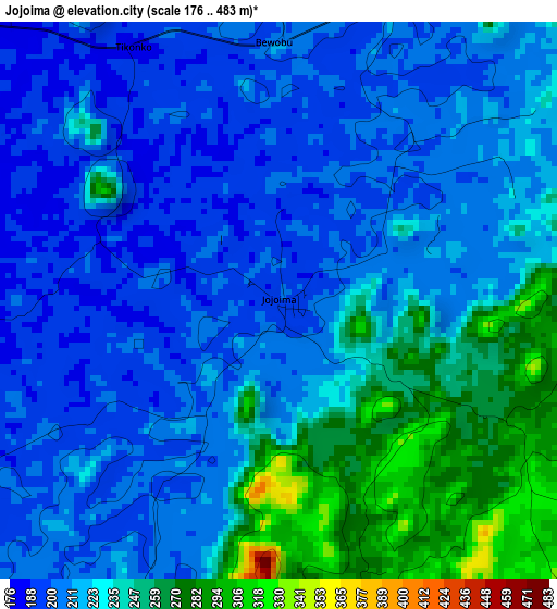 Jojoima elevation map