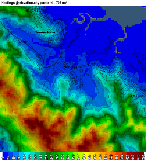 Hastings elevation map