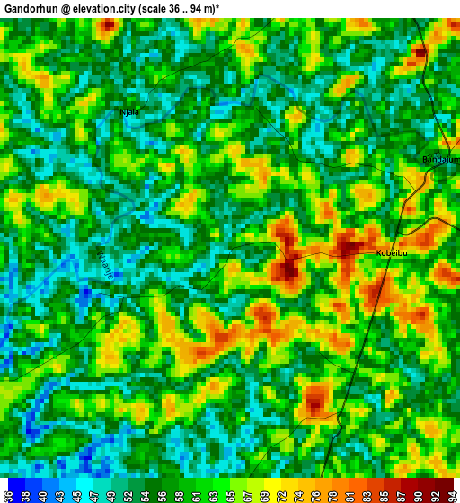 Gandorhun elevation map