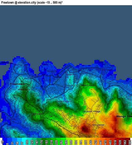 Freetown elevation map