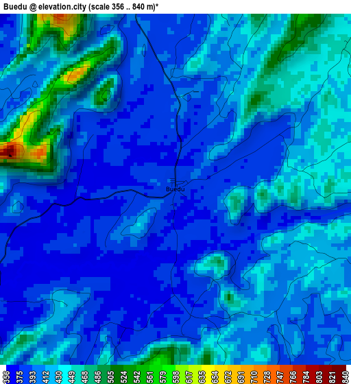 Buedu elevation map