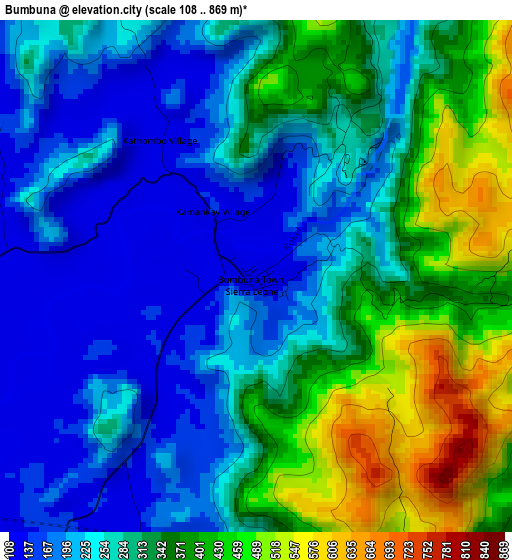 Bumbuna elevation map