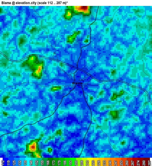 Blama elevation map