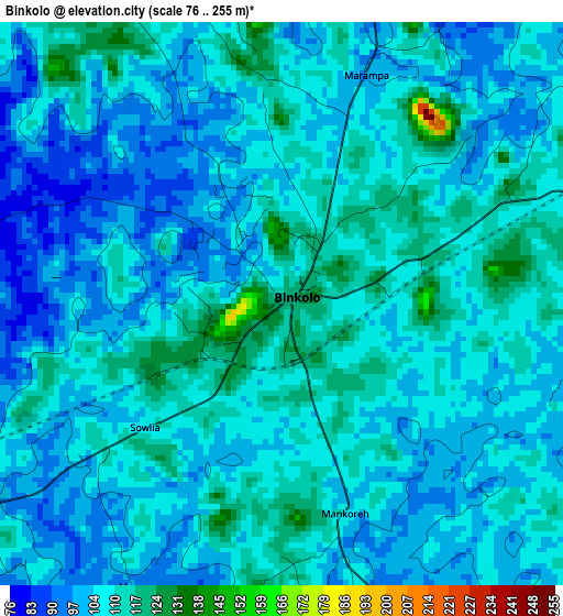 Binkolo elevation map