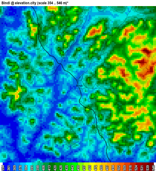 Bindi elevation map