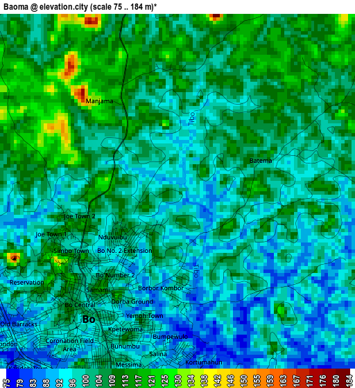 Baoma elevation map