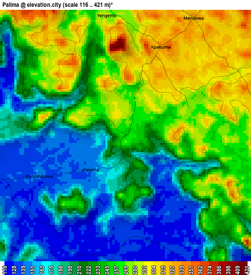 Palima elevation map