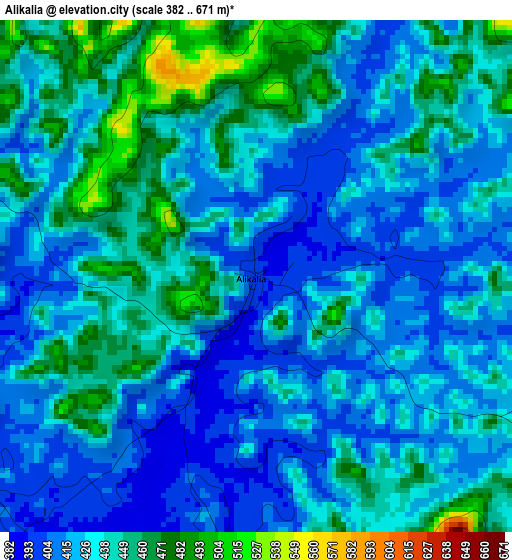 Alikalia elevation map