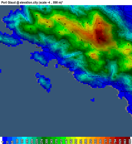 Port Glaud elevation map