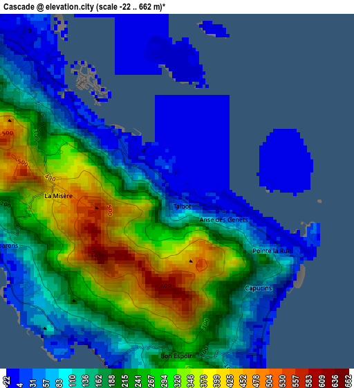 Cascade elevation map