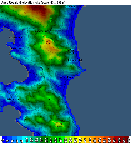 Anse Royale elevation map