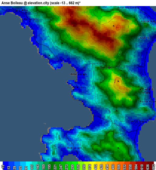 Anse Boileau elevation map