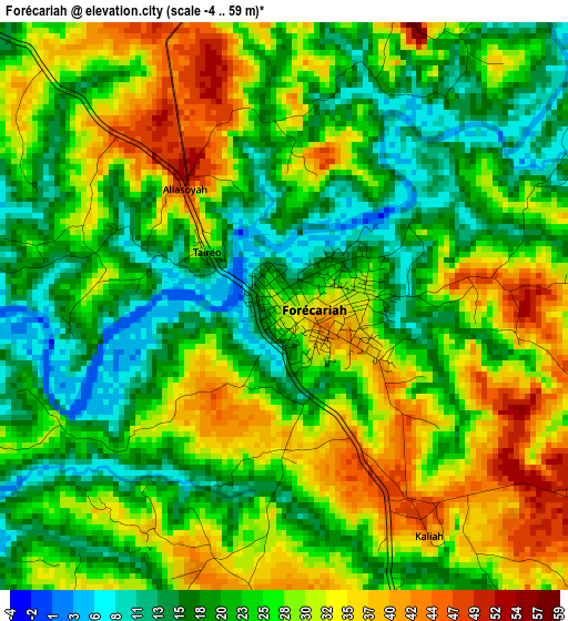 Forécariah elevation map