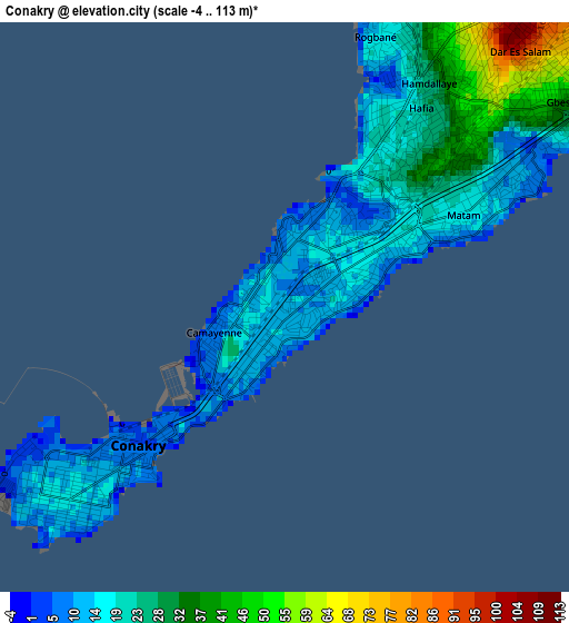 Conakry elevation map
