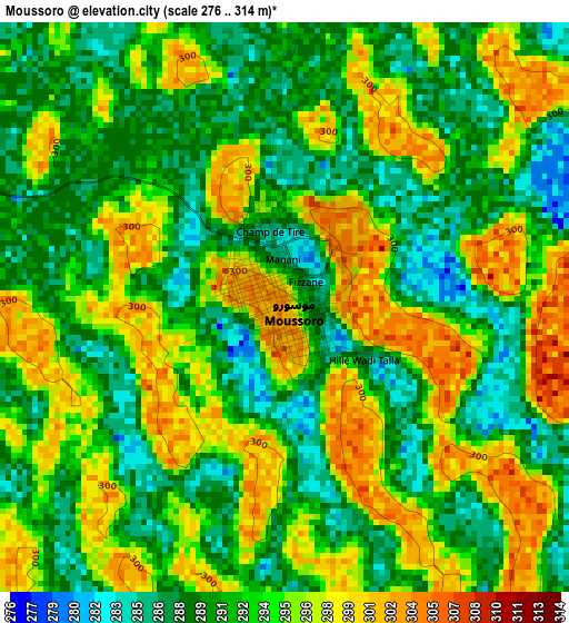 Moussoro elevation map