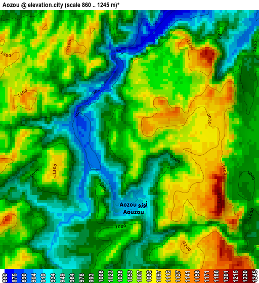 Aozou elevation map