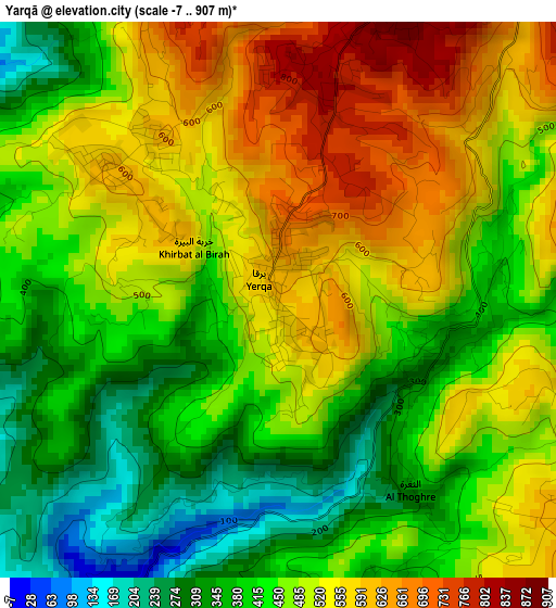 Yarqā elevation map