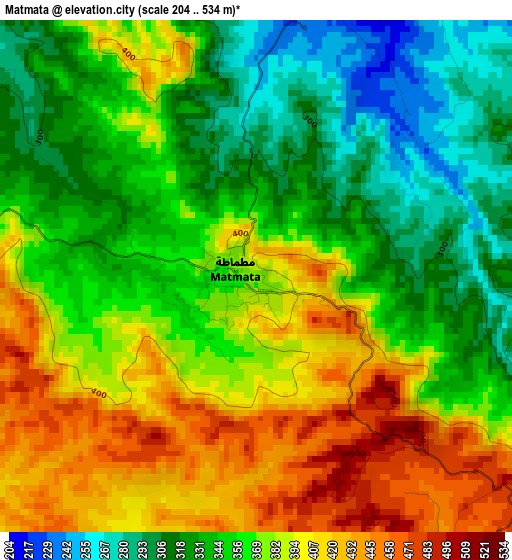 Matmata elevation map