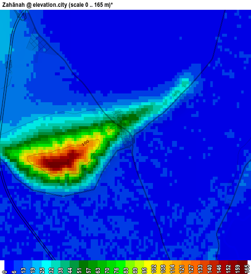 Zahānah elevation map