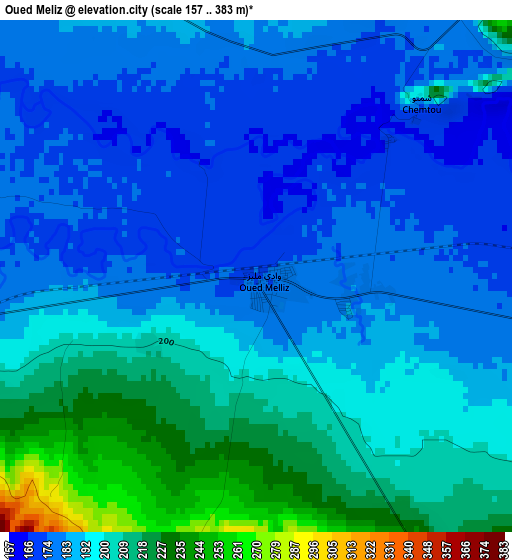 Oued Meliz elevation map