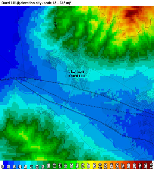 Oued Lill elevation map