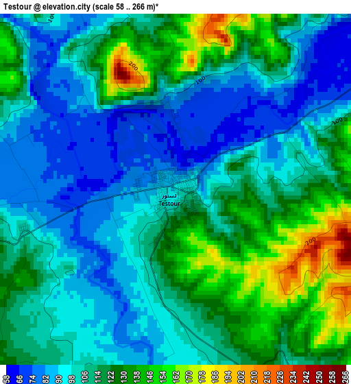 Testour elevation map