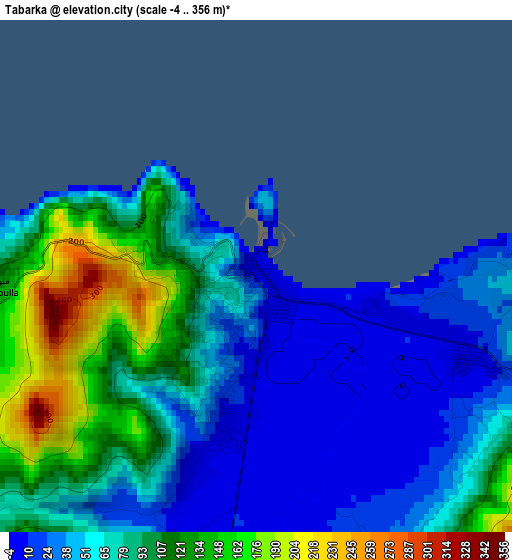 Tabarka elevation map