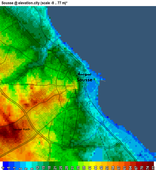 Sousse elevation map