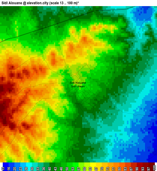 Sidi Alouane elevation map