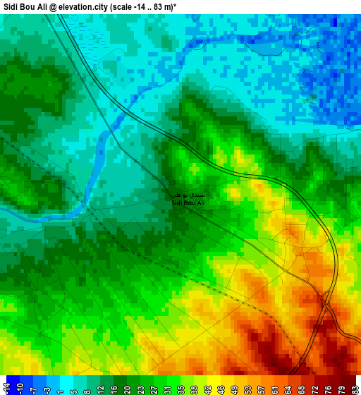 Sidi Bou Ali elevation map