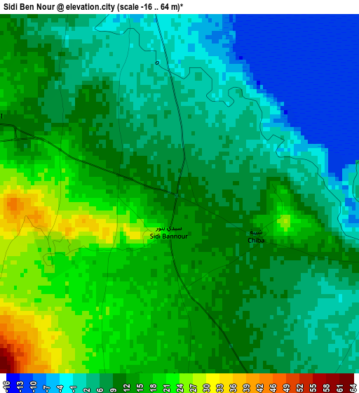 Sidi Ben Nour elevation map