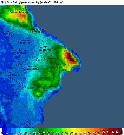 Sidi Bou Saïd elevation map