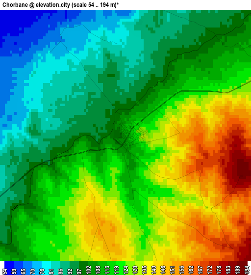 Chorbane elevation map