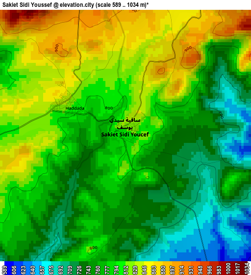 Sakiet Sidi Youssef elevation map