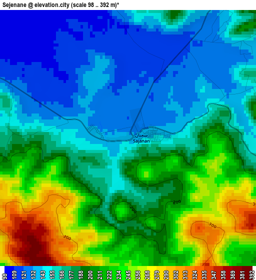 Sejenane elevation map