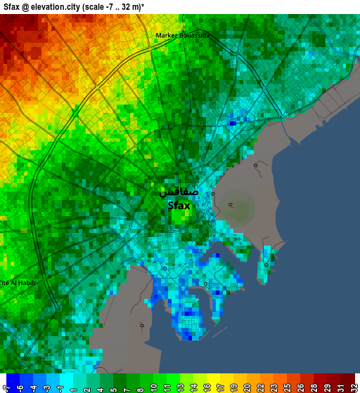 Sfax elevation map