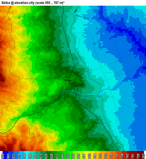 Sbiba elevation map