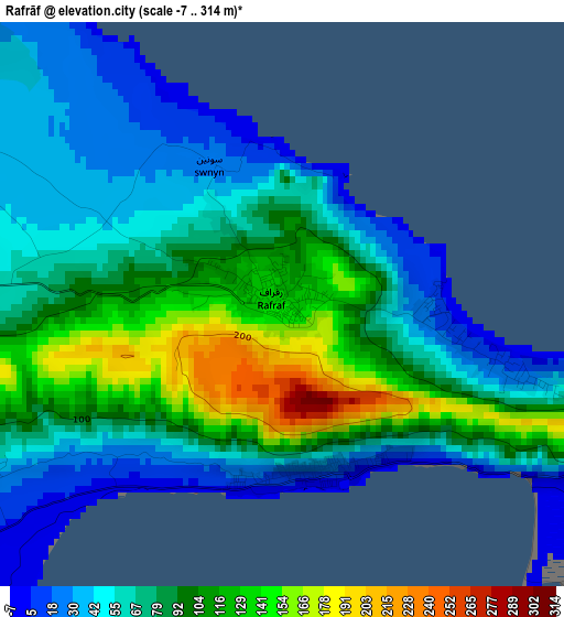 Rafrāf elevation map