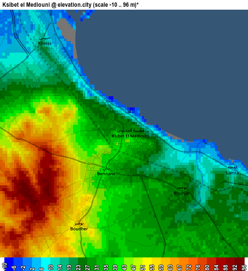 Ksibet el Mediouni elevation map