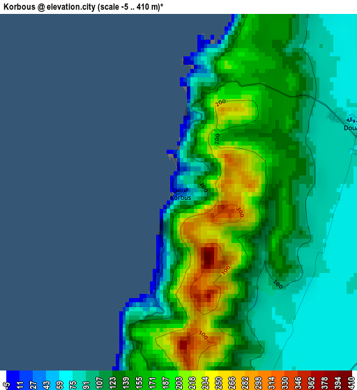 Korbous elevation map