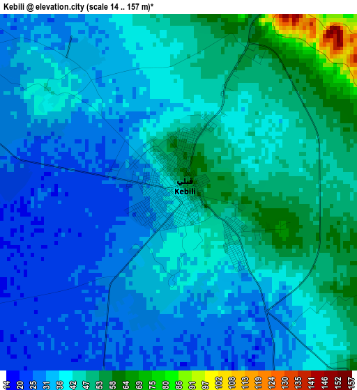 Kebili elevation map