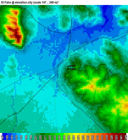 El Fahs elevation map