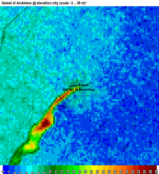 Galaat el Andeless elevation map