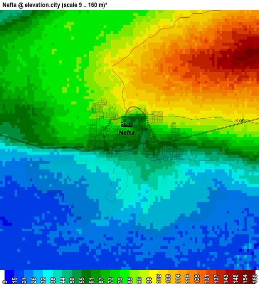 Nefta elevation map