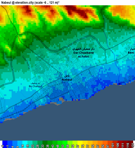 Nabeul elevation map