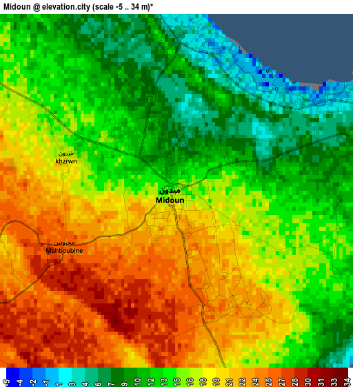 Midoun elevation map