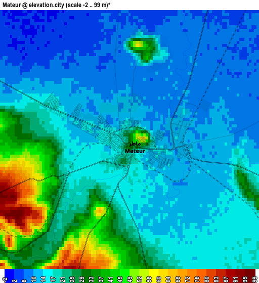 Mateur elevation map