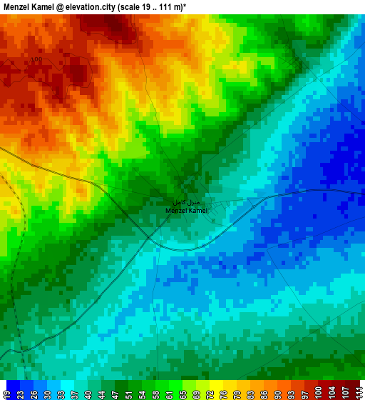 Menzel Kamel elevation map