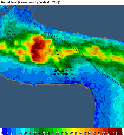 Menzel Jemil elevation map